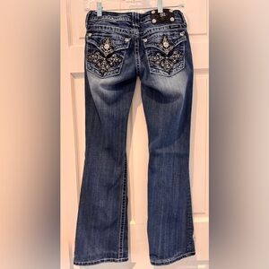 Miss Me Jeans Fleur-de-Lis Embellished Boot Cut Stretch – Size 26 - Medium Wash